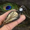 Natural Crazy Lace Agate, Moonstone Gemstone Copper Wire Wrap Pendant 2.96" i4O94
