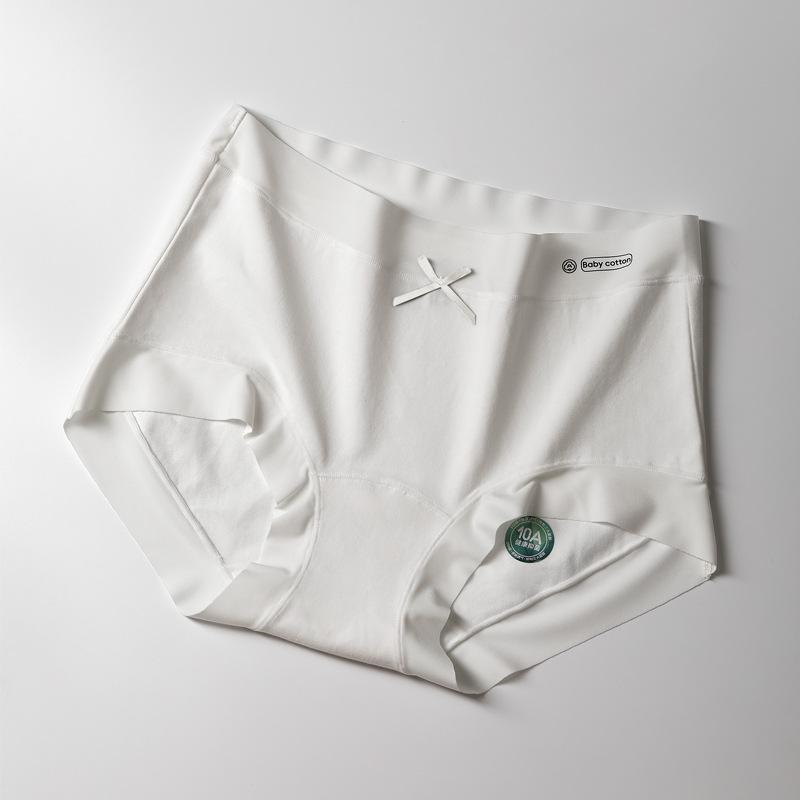 Women's Spring and Summer Pure Cotton 10A Class Antibacterial Extended Crotch Mid Waist Briefs