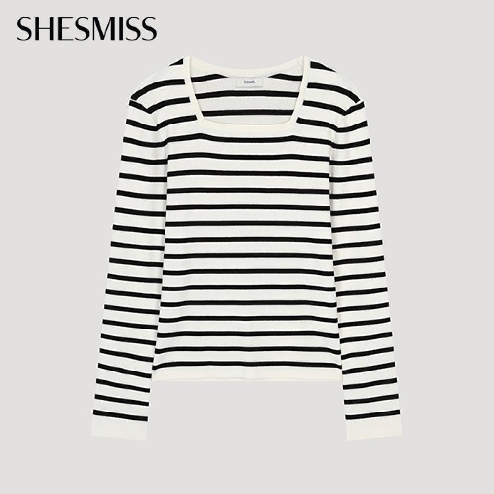 

She S miSS Ribbed Square Neck Knit SSkpoo32070 Iv Ivory/55