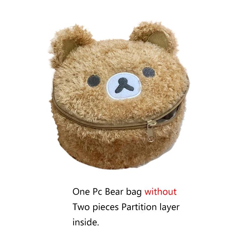 

Japanese Style Cute Bear Plush Bag Cosmetic Bag Portable Cute Large Capacity Toiletry Bag Polaroid Bag CCD Camera Storage Bag