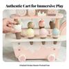 Pretend Ice Cream Cart Wheeled Wooden TwoLevel Play Treats Set for Kids