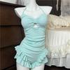 [Mint Chicken] Summer One-piece Swimsuit Two-piece Fresh Girl Skinny Water Park Vacation Swimsuit Summer