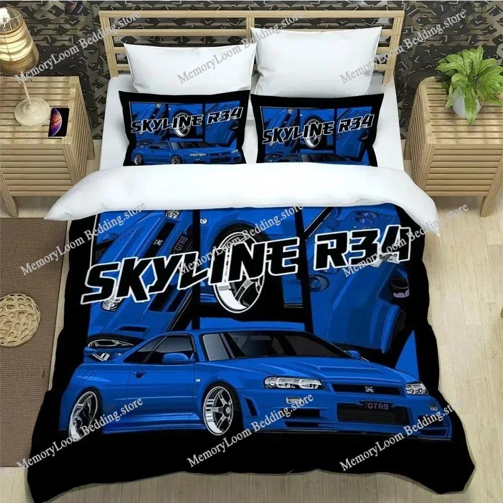 G-GTR Racing R-Retro Bedding Set Printed Duvet Cover Comfortable Breathable Luxury Cotton Quilt Pillowcase Single KingQueen Size