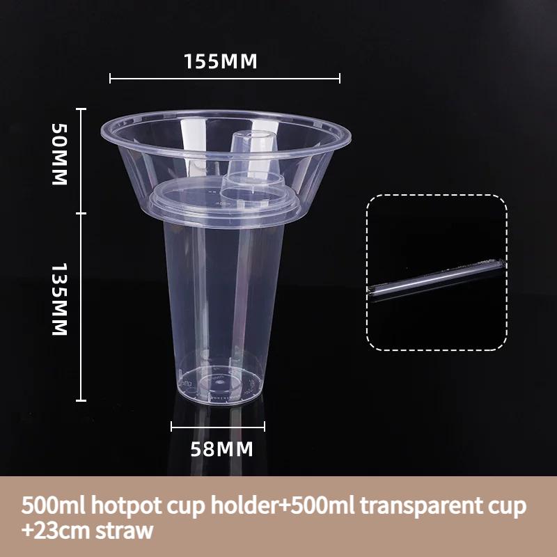 Creativity Morning Glory Disposable Milk Tea Cups Large Caliber Open Cup Fruit Tray High Temperature Heat-resistant Walking Cup Hot Cold Dual Use 20sets