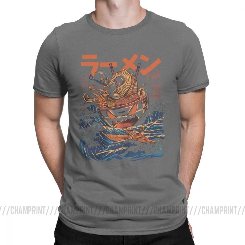 The Great Ramen Off Kanagawa Noodle Ship T Shirts Men Japanese Harajuku Clothing Hip Hop