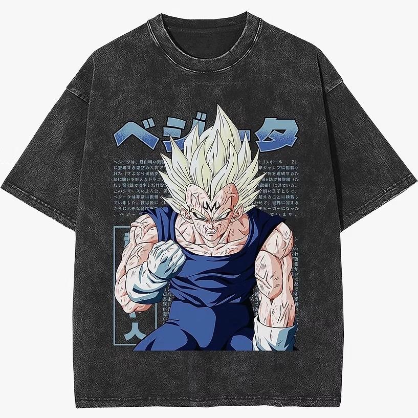 Dragon Ball 2026 Summer Vintage Washed Cotton T Shirt Oversized Streetwear Son Goku Evolution From Kid To Super Saiyan