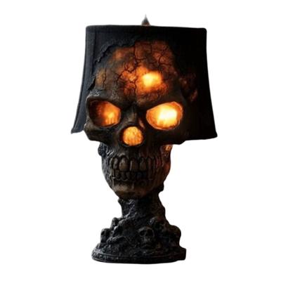 Skeleton Ornaments Resin Figurines With Lamp Miniature Creative Black Sculptures Room Decoration Accessories For Halloween