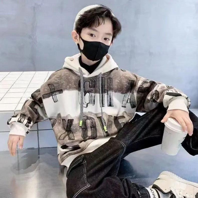 

Весенне-осенняя повседневная модная толстовка с капюшоном из бархата с принтом 170 кофейный