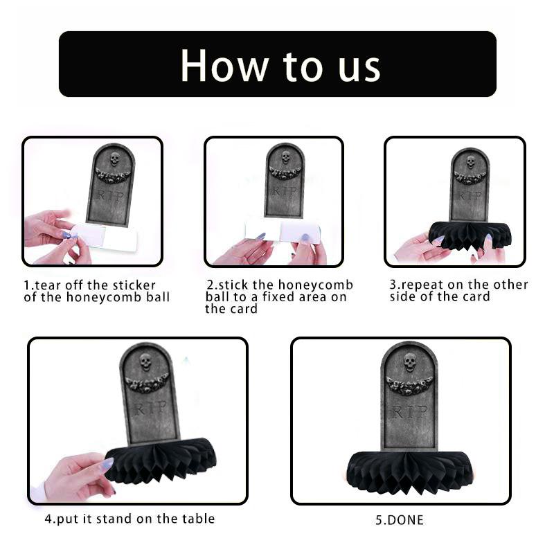 New Halloween Horror Party Honeycomb Ornament Ghost Festival rest in peace Tombstone Paper Fan Honeycomb