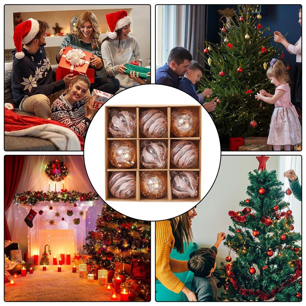 Christmas Ornaments Set 9 Pieces Hangable Balls Seasonal Decorations For Home Celebration Window Display Living Room Classroom