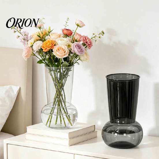 Durable Transparent Vase for Long Stem Flowers Hydroponic Flower Vase, Modern Style Imitation Glass Wide Body Elegant Arrangement Vessel Weddings