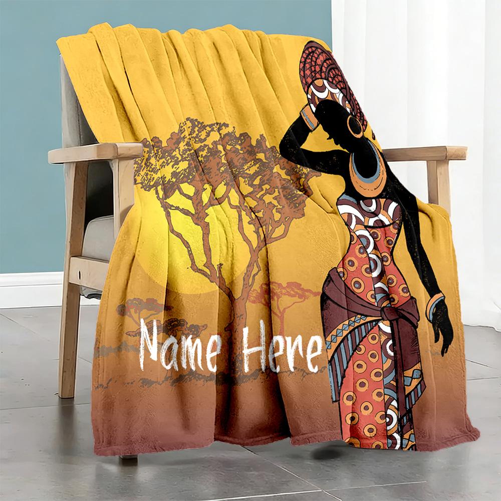 Africa Personalized Text Blanket Gift Personalized Blanket Soft Warm Cozy Suitable for Bed Nap Office Chair Ideal for All Seasons
