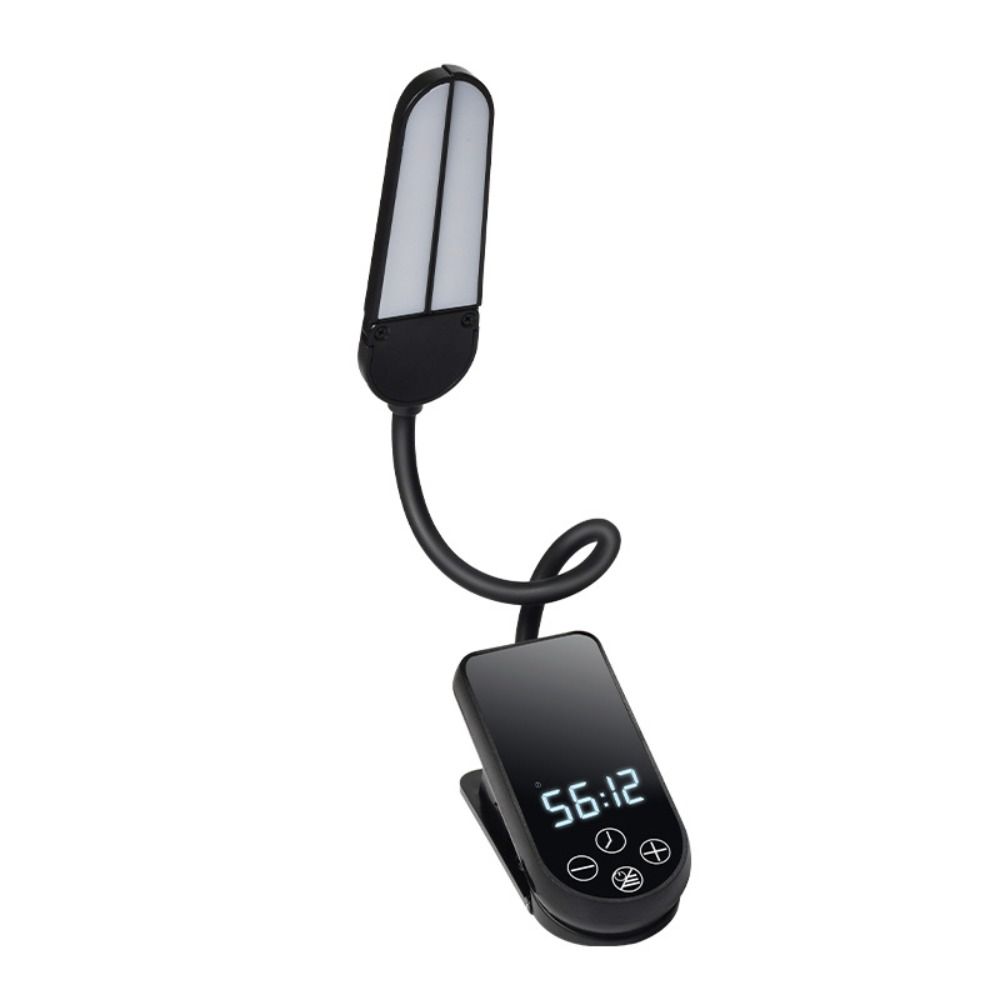 Portable LED Light Book Light Portable Design Double Head Clip Light Timed Display USB Rechargeable Reading Light Desk Use