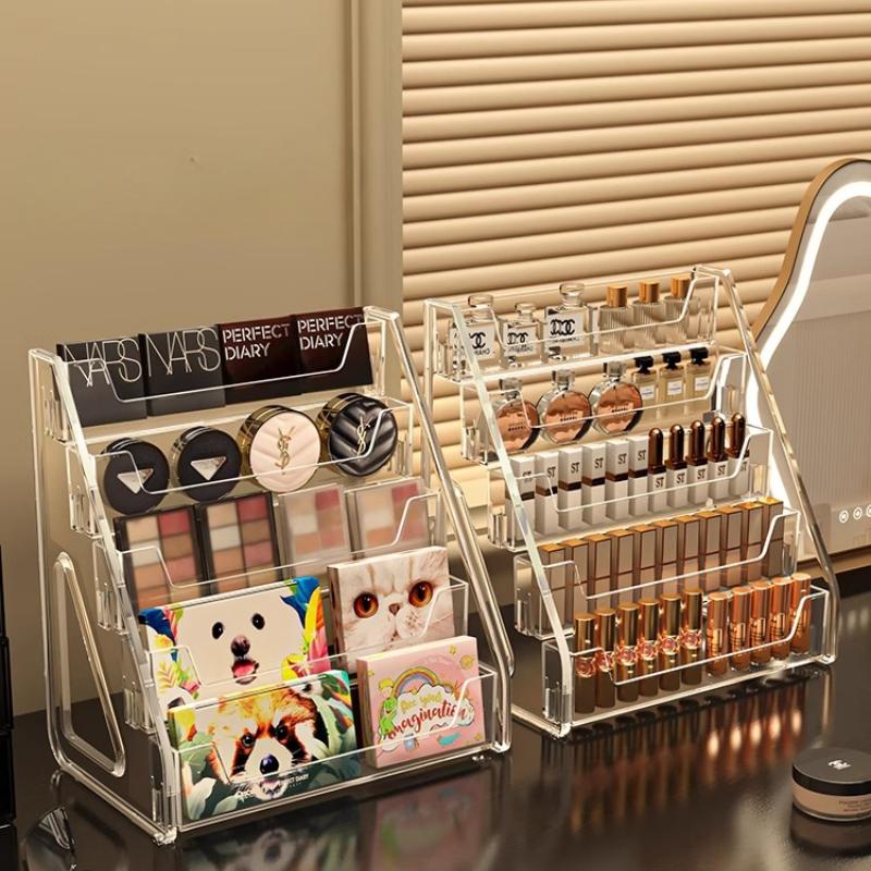 Stepped Acrylic Cosmetics Storage Boxes Organizer Makeup Layers Large Dressing Table Clear Lipstick Eyeshadow Tray Storage Rack