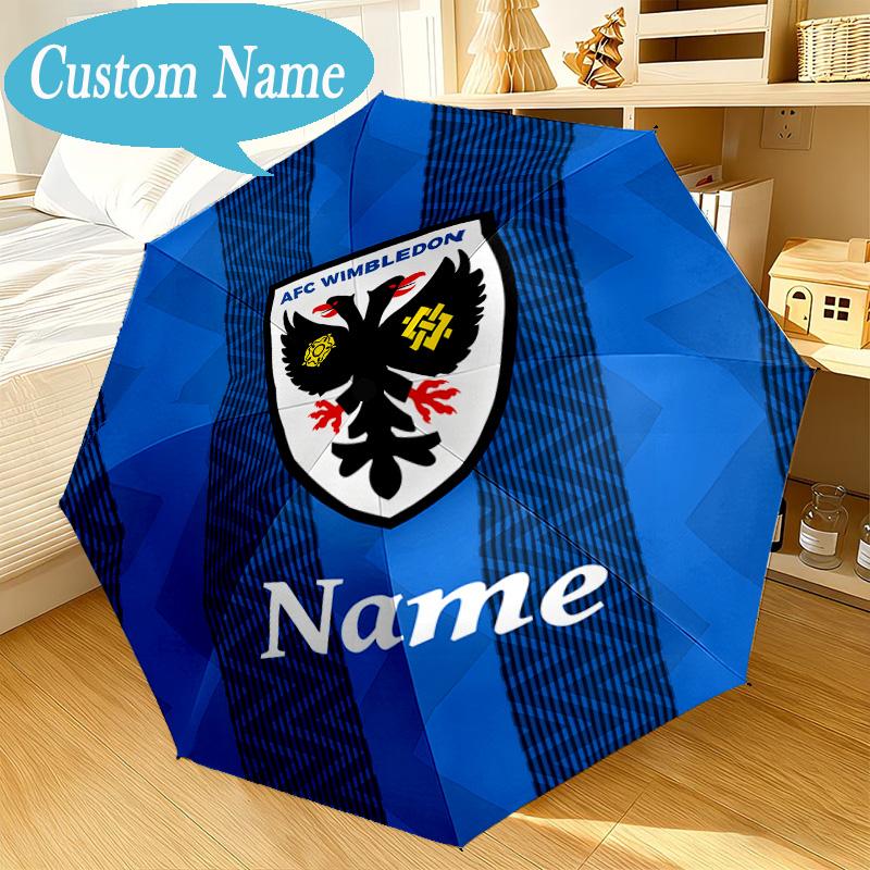 Custom Name Umbrella Wimbledon Football Crest Umbrella 8-Frame for Travel, Camping, Casual Lightweight Portable, Essential for Family Gifts