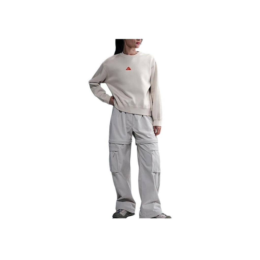 Nike Felpa Girocollo a Maniche Lunghe in Pile Impermeabile ACG Therma-Fit da Donna Top Grigio Fantasma-Bianco Arancione Brillante Bianco Summit HJ0233-030