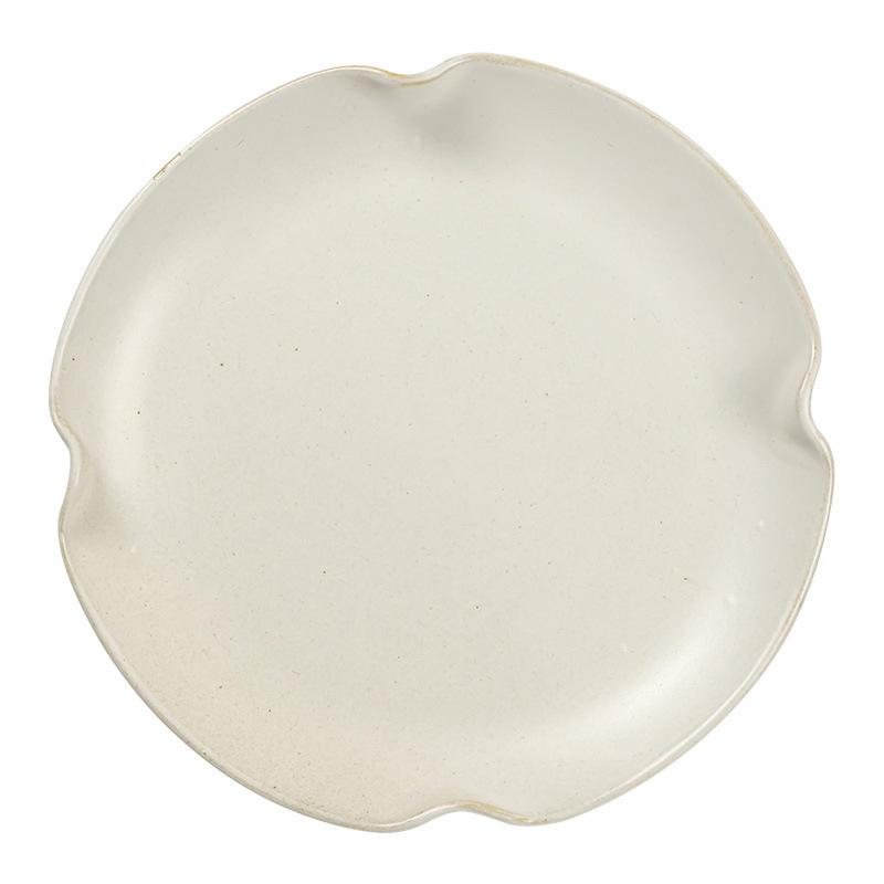 Ins Style Special-Shaped Edge Ceramic Plate, Household Plate Plate, Dessert Plate, Commercial Retro Style Tableware, Western Food Plate