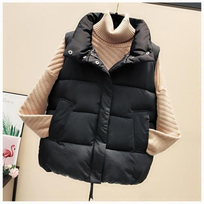 

Женская хлопковая куртка жилет плюс размер колледж жилет куртка XXXL чёрный