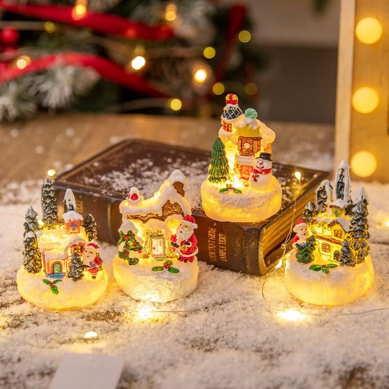 Christmas Led Light Ornaments Santa Castle Snow House Luminous Crafts 2026  Year Kid Gift Xmas Party Home Decor