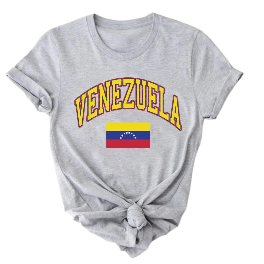 Cotton Shirt with Venezuelan Flag Printed on It Traditional South American Shirt 2026 Summer Fashion Women Cotton Loose Tshirt