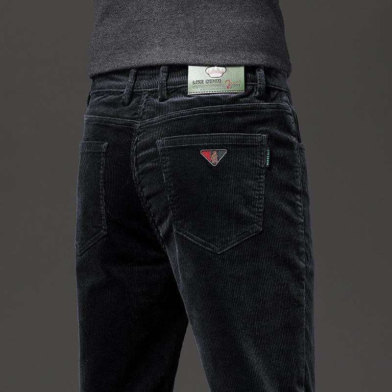 

Мужские вельветовые брюки прямого покроя стретч: Осенне-зимняя повседневная деловая одежда 28 чёрный