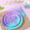 Mermaid Theme Birthday Party Decor Mermaid Disposable Tableware Paper Plates Cup Tablecloth For Girl Mermaid Party Decoration