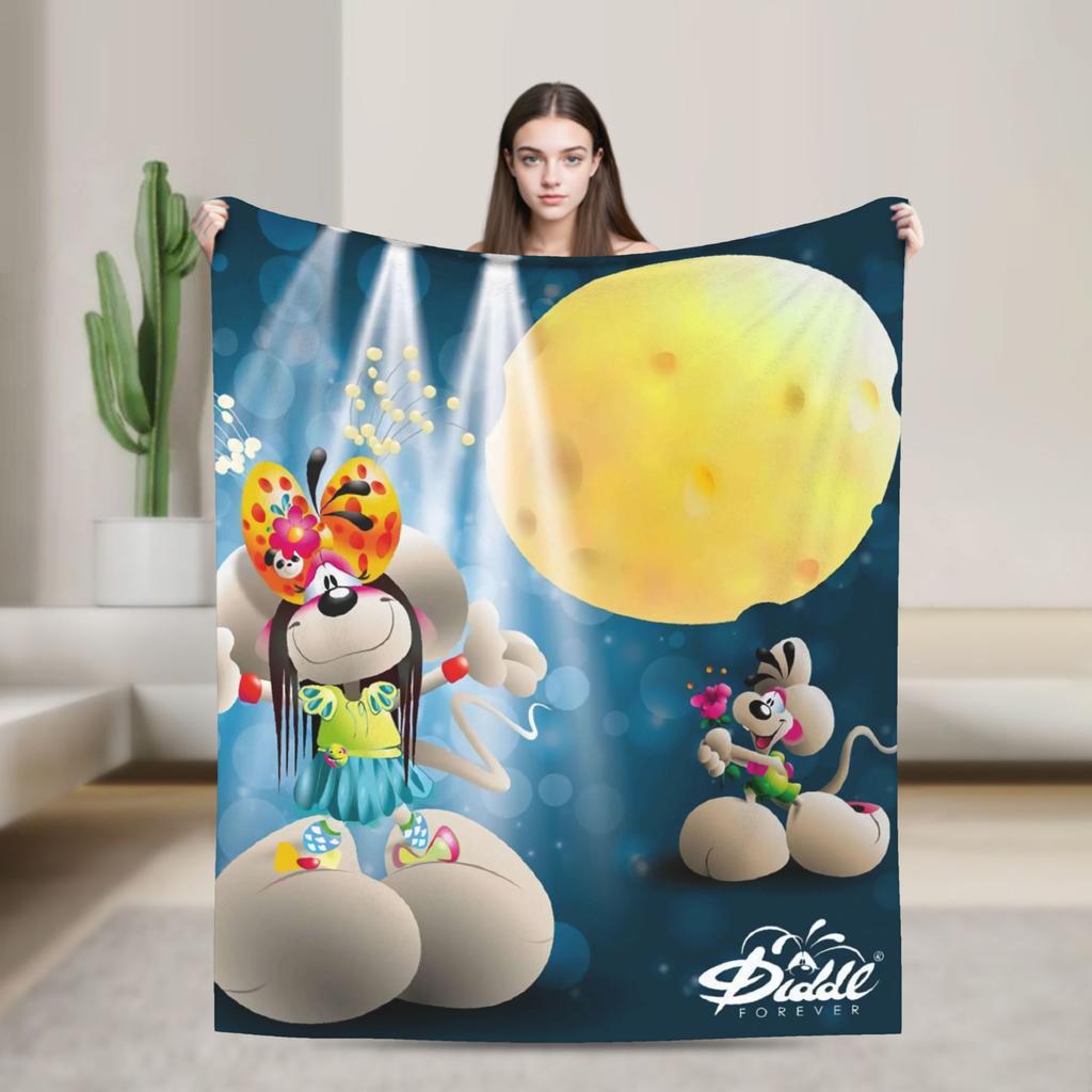 Cute Mouse Diddl Plush Blankets Children Flannel Throw Blanket For Home Decor Warm Design Quality Bedspread Birthday Gift