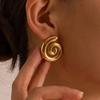 Geometric Stainless Steel Chunky Twist Metal Earrings Trendy Pearl Flower Stud Earring Everyday Statement Jewelry for Her