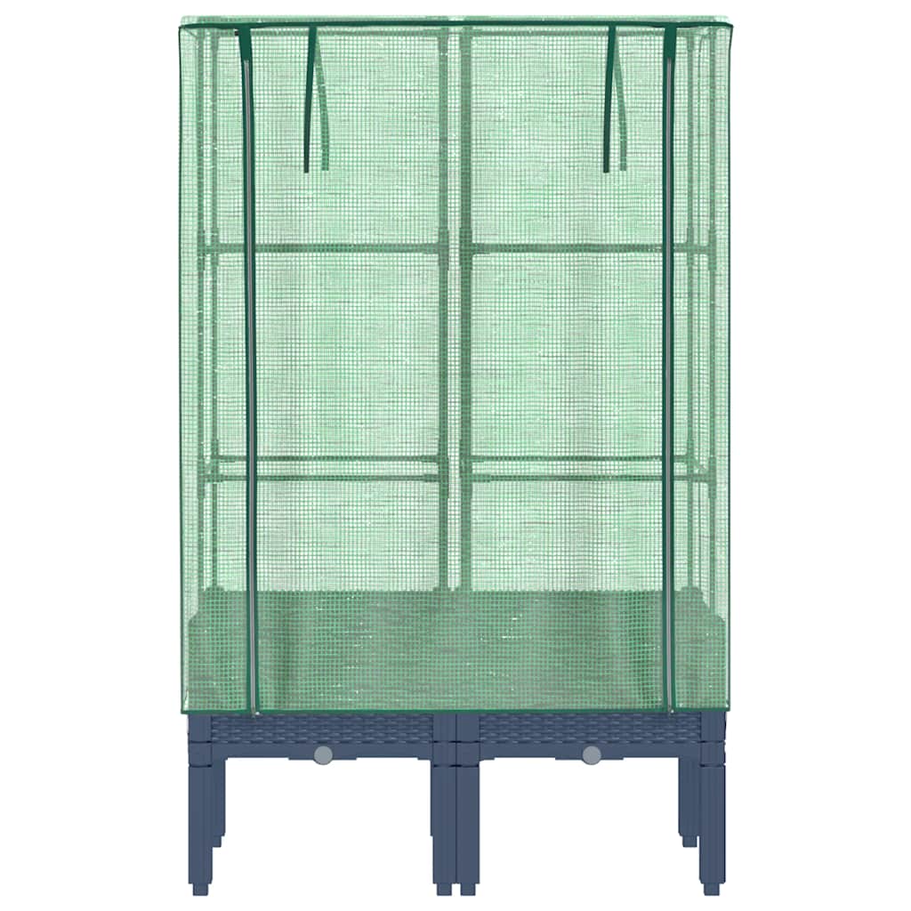 Vidaxl Raised Planter with Greenhouse, Rattan Look, 80X40X140 Cm