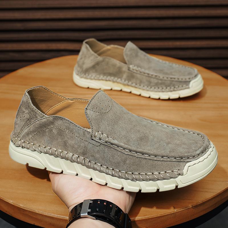 

Men s genuine leather Doudou shoes, one-pedal lazy shoes, men s trend is versatile, European station hand-sewn men s shoes, casual shoes 44