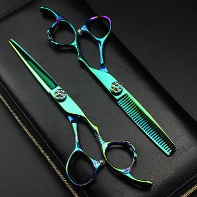 Professionelle 440C 6 '' Grüner Ring Haarschere Haarschneideschere Ausdünnung Friseur Makas Schneideschere Friseurschere