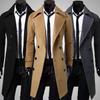 Gabardina Sencilla Abrigo Masculino de Doble Botonadura Abrigo para Hombre Chaqueta de Color Puro a Prueba de Frío