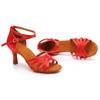 Red Latin Dancing Shoes for Women Girls Latin Dance Shoes Salsa Tango Ballroom Performance Shoes 7CM