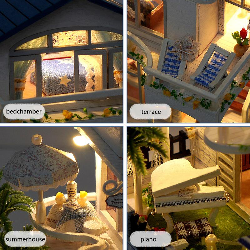 Wooden Miniature Doll House 3D Puzzle Mini DIY Kit Production and Assembly of Room Toys Home Bedroom Decoration For Kids Gifts