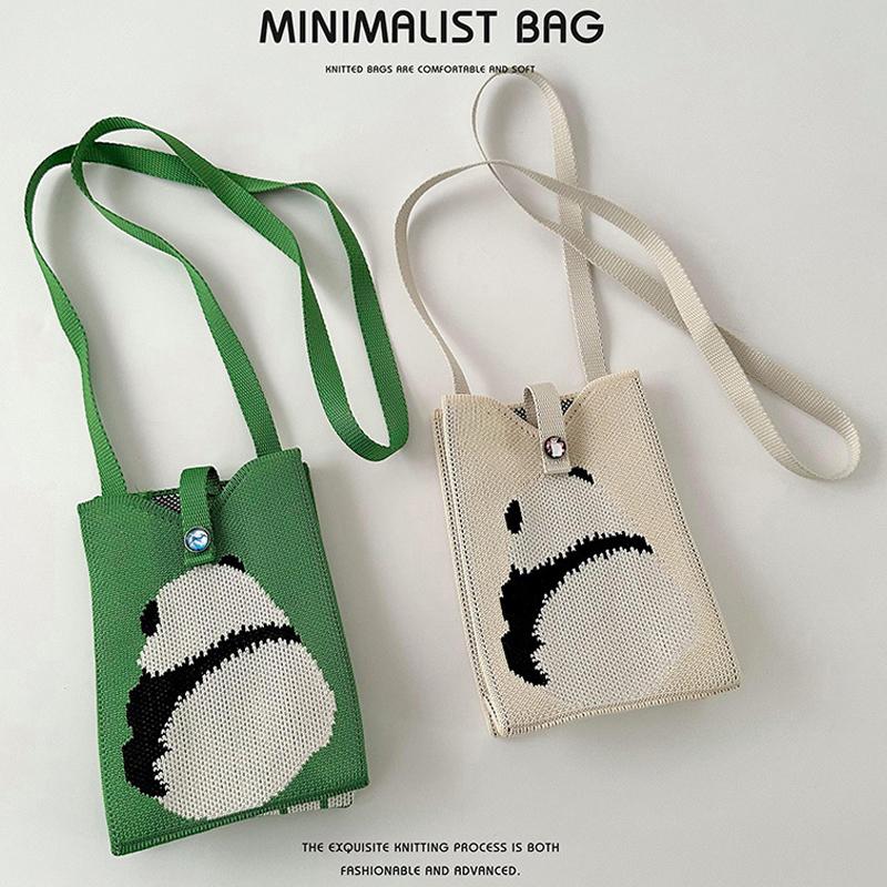 Mini Handy-Tasche Gestrickte Schulter-Umhängetaschen Tragbare Kleine Gewebte Geldbörse Vielseitige Handtasche für Frauen