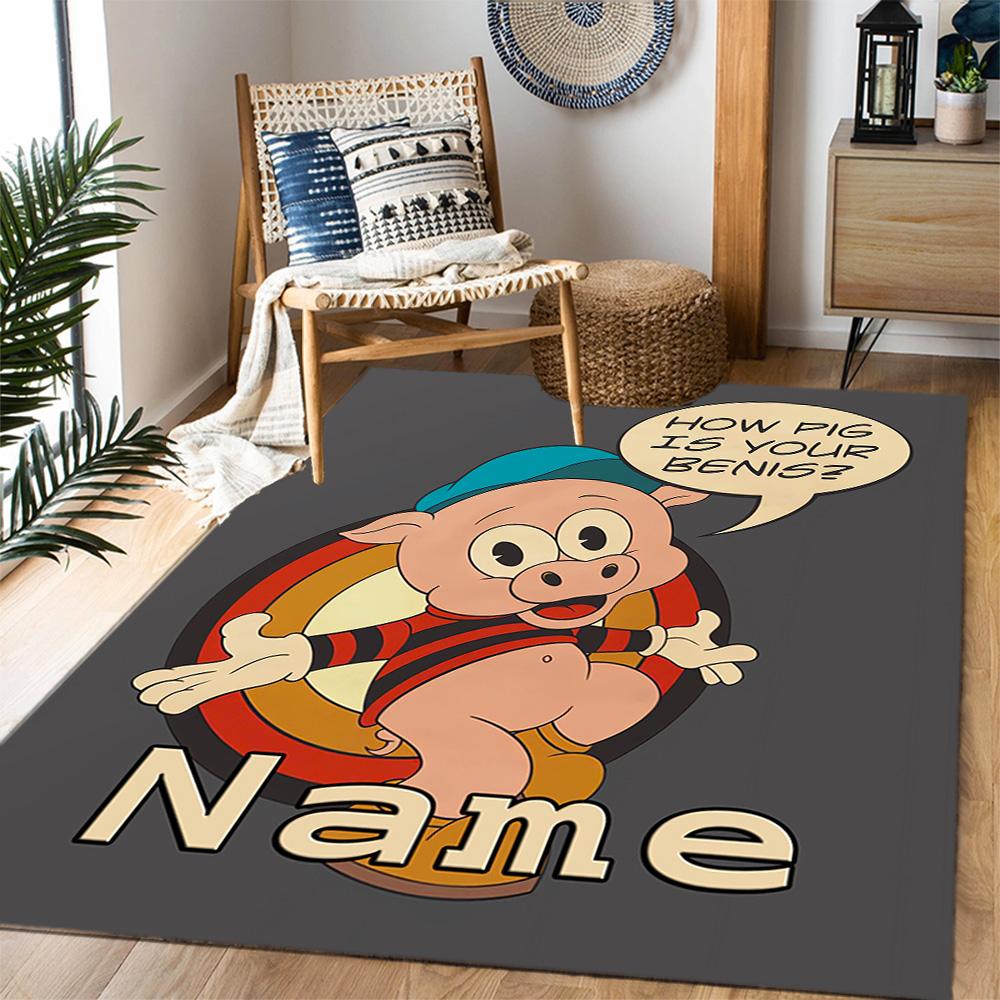 Looney Roadrunner Coyote Adventure Customized Name Carpet Design for Dining Room Entryway Dormitory Game Room Antislip Carpet Decorate Offices