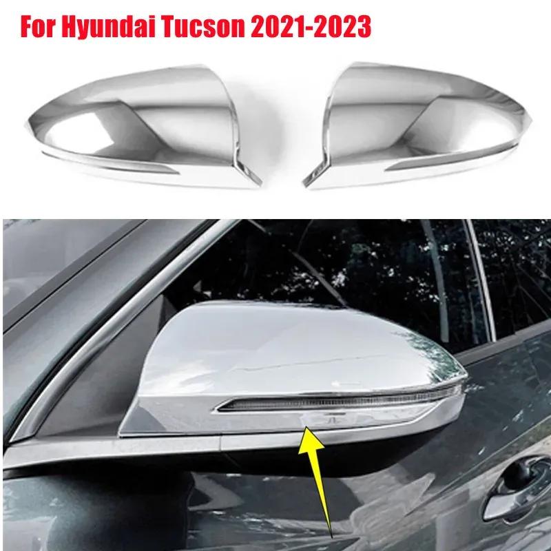 For Hyundai Tucson NX4    ABS Car Rearview Side Mirror Cover Wing Cap Exterior Door Trim Adhesive Sticker Parts