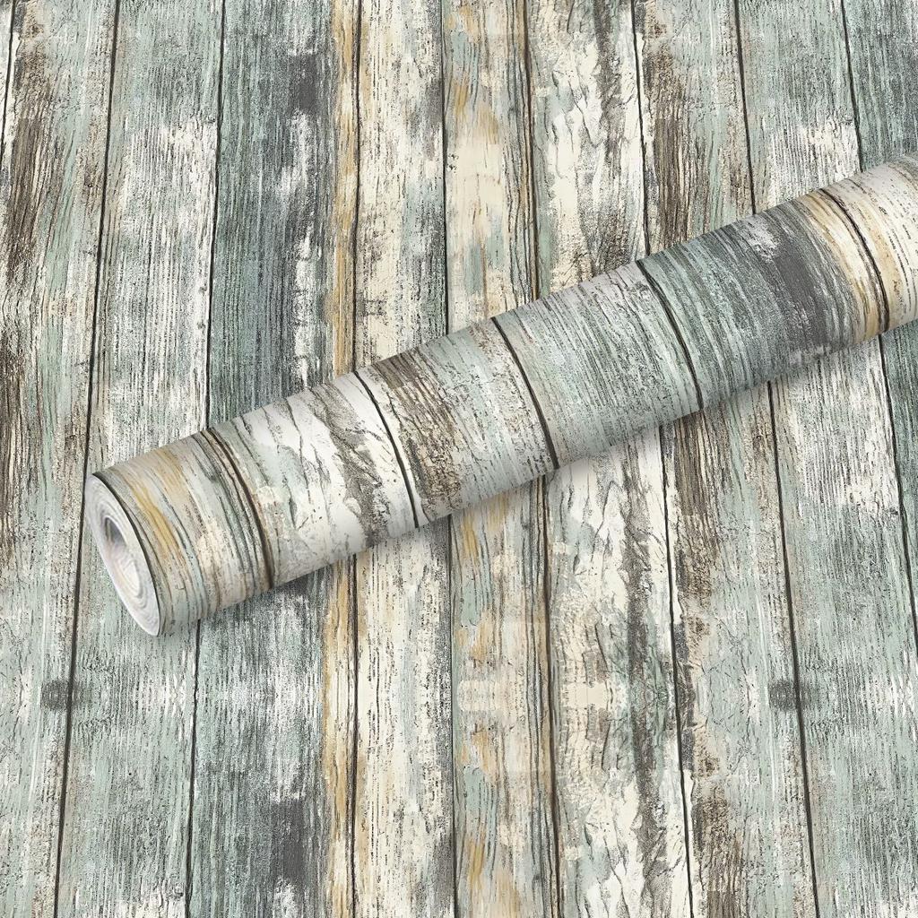 Nordic Natural Wood Grain Wallpaper - Self-Adhesive PVC Wall Stickers - Waterproof Seamless Splicing Mural for Kitchen Bathroom Home Renovation