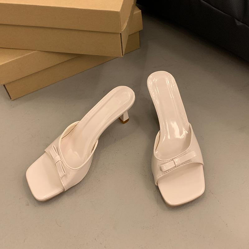 Fashion Summer Fashion Simple Ladies Slippers Dew Feet High Heels Solid Color Comfortable Casual SlippersFashion Slippers 5955