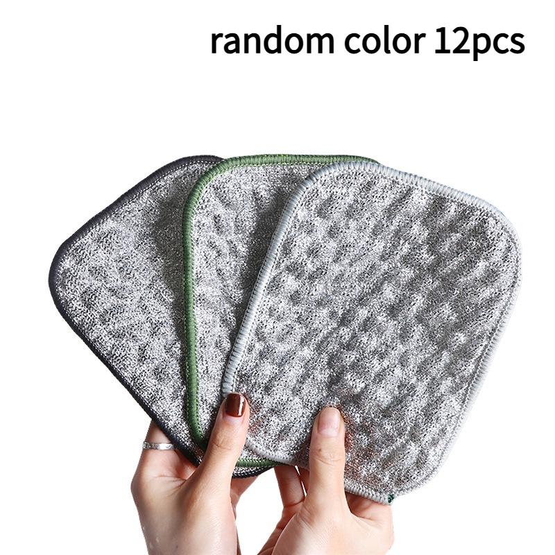 

12 шт. двосторонні сріблясті дротяні сталеві дротяні ганчірки для миття посуду, двошарова губка, інструмент для миття мисок, спеціальний для домашньої кухні.