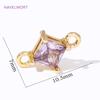 18K Gold Plated Charms Connector For Jewelry Making Supplies,Square Crystal Glass Charms,DIY Earring Bracelet Making Accessories