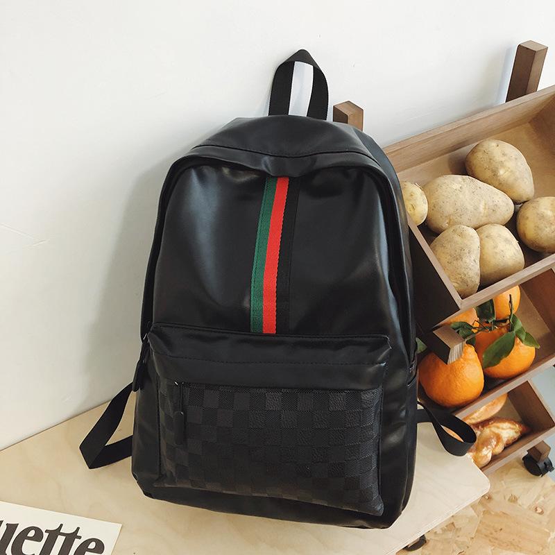 Schultasche1011 neue Mode klassisches Karomuster koreanische Version Rucksack mit großer Kapazität personalisiert trendig Herren Leder Outdoor Reise Rucksack