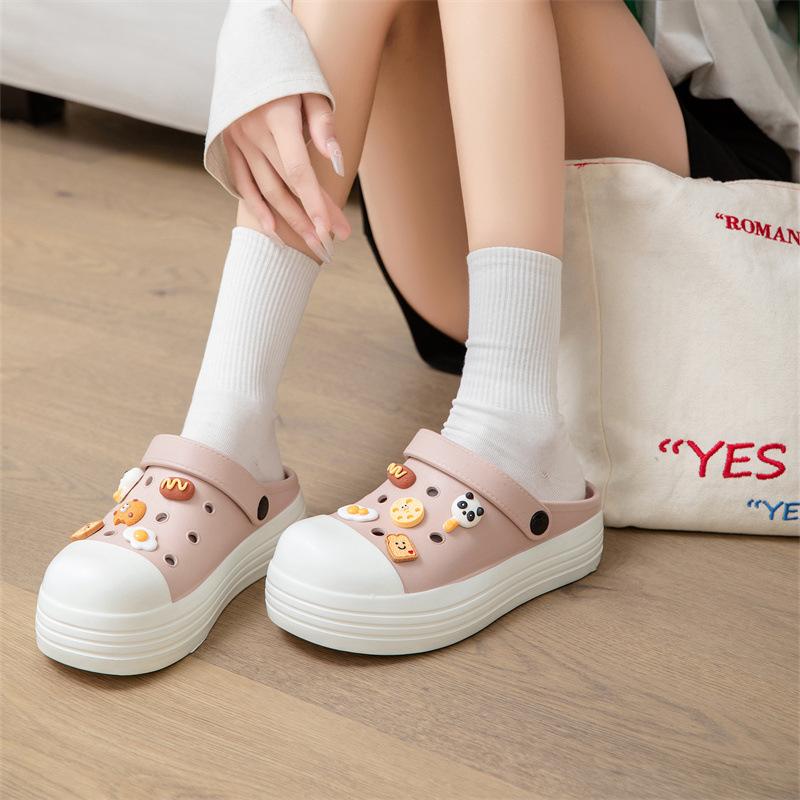 Damen neue Sommer dicke Sohlen erhöhen die Höhe, tragen süße Cartoon Ins Mode Tasche Kopf Hausschuhe