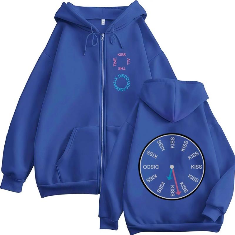 Kiss All The Time Disco Occasionally Album Zipper Hoodies Men's Women Fashion Hip Hop Zip Up Hooded Sweatshirt Long Sleeves Coat