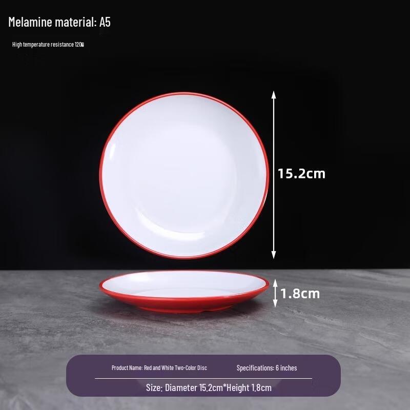 HANDUNYOU Commercial Melamine Round Shallow Dinner Plate