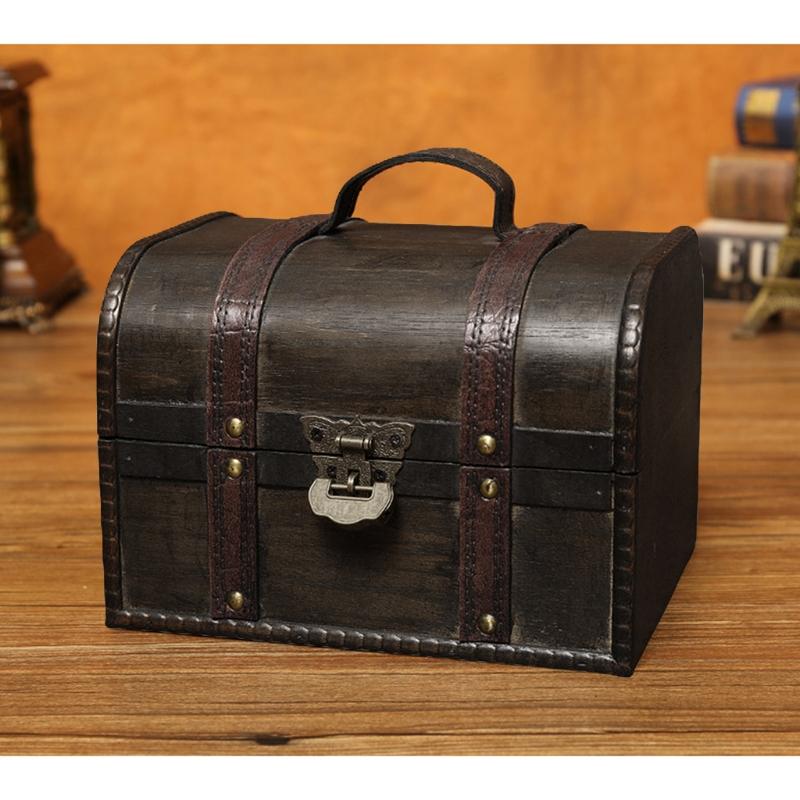 Vintage Wooden Jewelry Storage Box Organizer Container for Case Keepsake Chest for Souvenirs Xmas Birthday Valentines