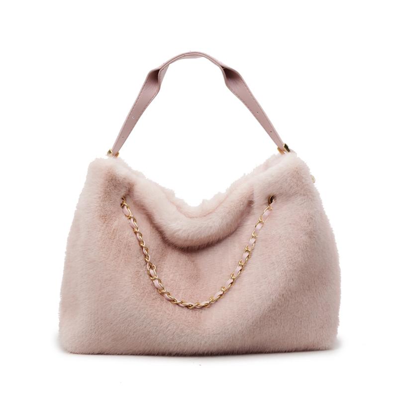 

Winter Warm Chain Shoulder Crossbody Bags For Women Soft Plush Big Capacity Commute Shopping Totes Luxury Designer Handbags 38x24x10cm