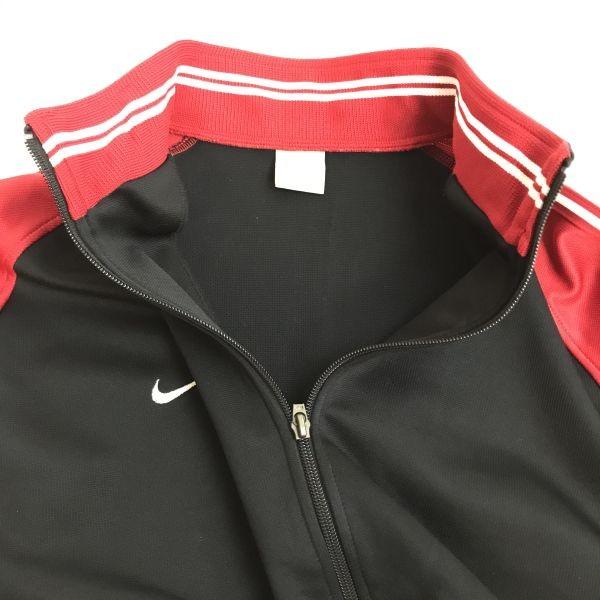 Made in Japan TEAM NIKE Jersey Jacket Men XL Black Red Zip Up Blouson Outer Jumper cBH674(USED)