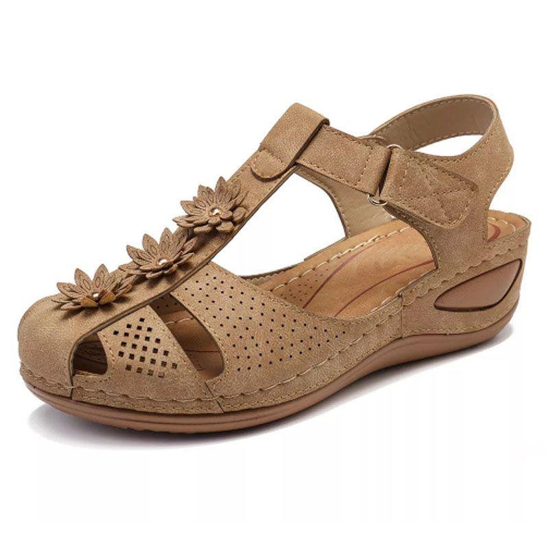 Women's Round Toe Wedge Heel Sandals Stylish Closed Toe Design With Non-slip Feature