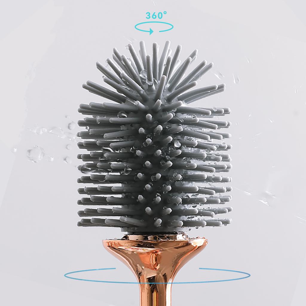 Silicone Toilet Brush Set Long Handle No Drill Wall Mounted Quick Dry Leak Proof For Bathroom Deep Cleaning Durable Multi Use